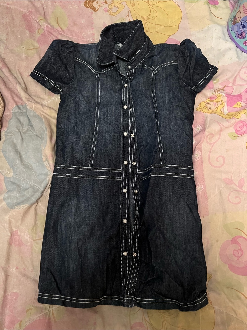 Dark Wash Denim Button-Front Dress